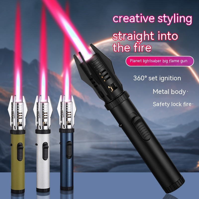 Fierce Fire Inflatable Spray Gun Direct Red Flame One-click Lock Fire Metal Lighter Fierce Fire Inflatable Spray Gun Direct Red Flame One-click Lock Fire Metal Lighter